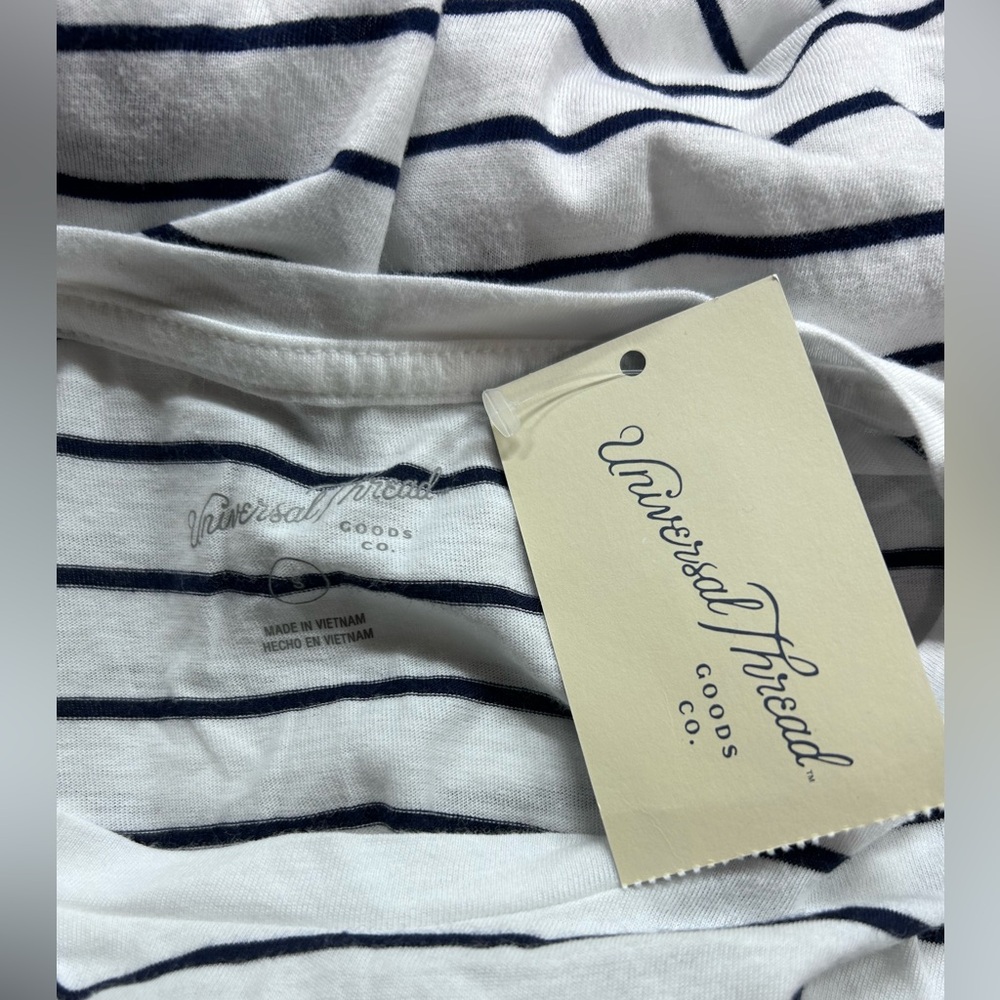 Striped White and Navy Blue T-Shirt - Picture 3 of 7